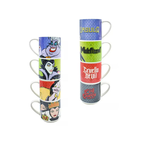 Juego de 4 Tarros Apilables de Villanas Disney - Tazas