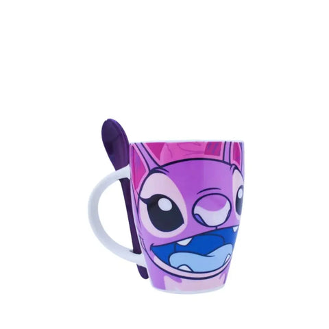 Juego De Tazas Stitch y Angel Con Cuchara - Tazas