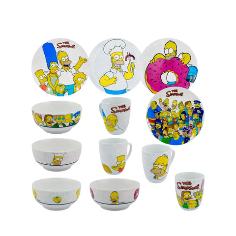 Vajilla de Porcelana de los Simpsons de 12 pzas - Vajilla